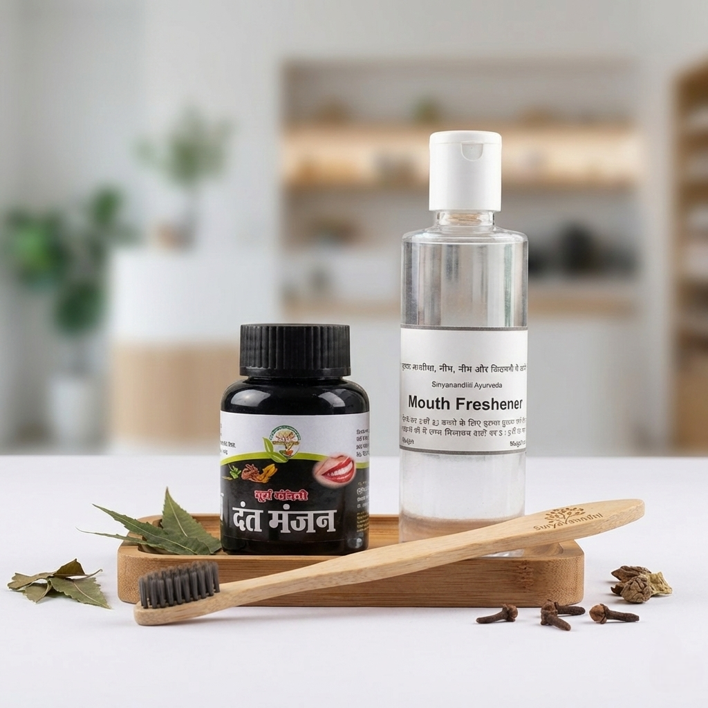 Manjan, Bamboo Brush & Mouth Freshener,Oral Care Combo